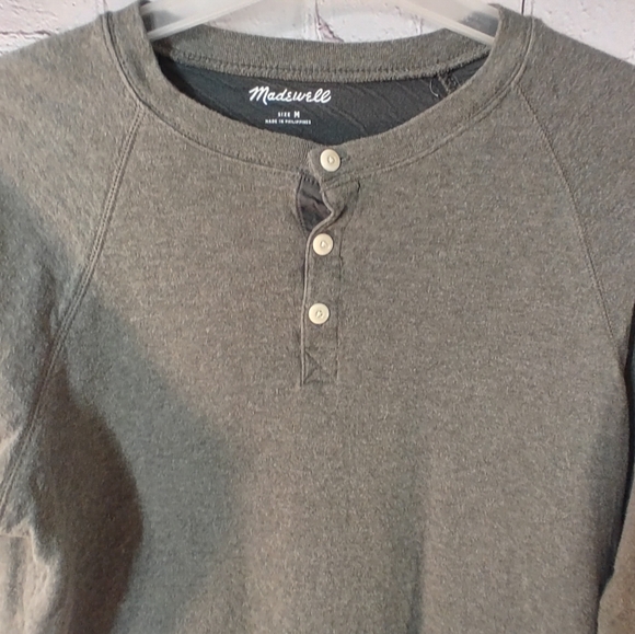 Madewell Men's Preppy Thermal Henley Button Up Longsleeve Green M - Picture 6 of 16